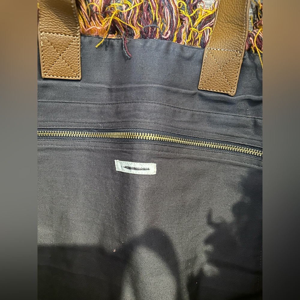Anthropologie Canvas Swirl Tote, Fabric Bag, Fabric Purse, Fringe, Multi, NWT - Picture 4 of 5